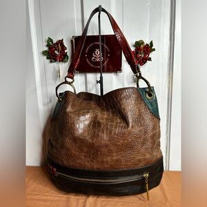 OrYANY Shoulder Bag Hobo Purse Tri-Color Leather